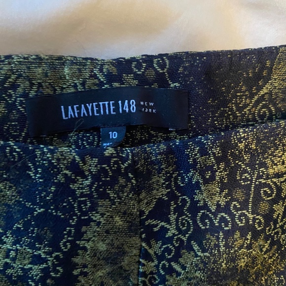 Lafayette 148 New York blue & gold metallic brocade cropped pants, 10 - Picture 9 of 9